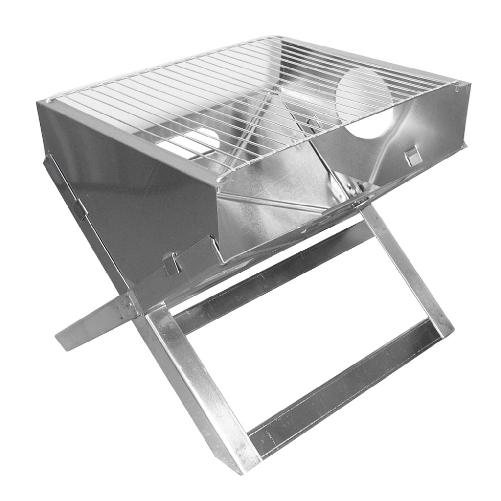 Churrasqueira portátil dobrável - 40cm em inox com grelha aramada 